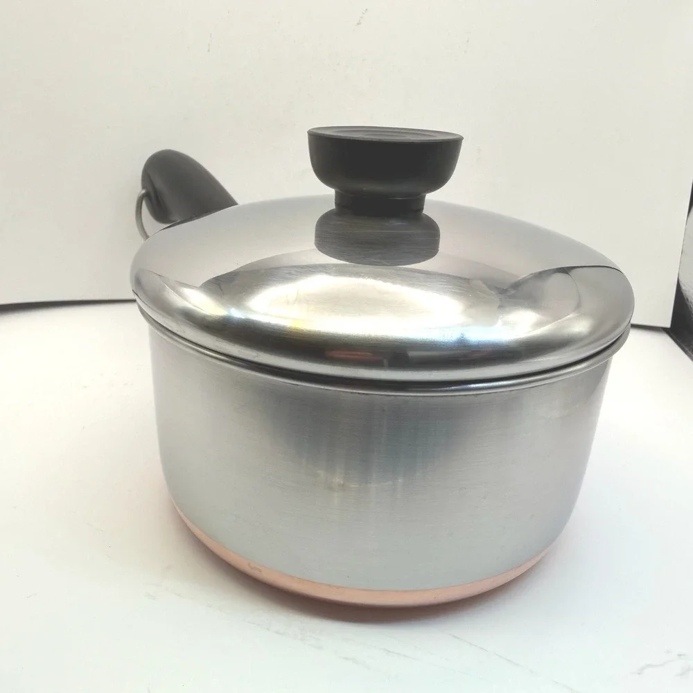 Vintage‎ Revere Ware Double Ring Clinton IL 1 Qt Copper Clad Saucepan w Lid